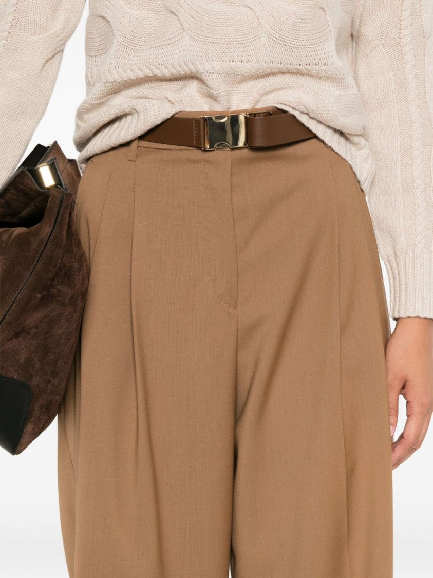 Max Mara Wide Leg Trousers With Pleated Front
