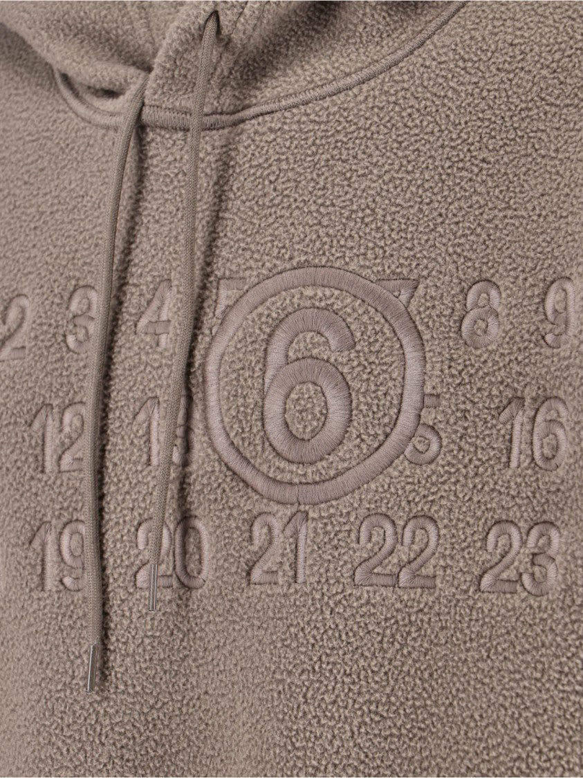 Mm6 By Maison Margiela Teddy Fabric Hoodie With Embroidered Mm6 Logo
