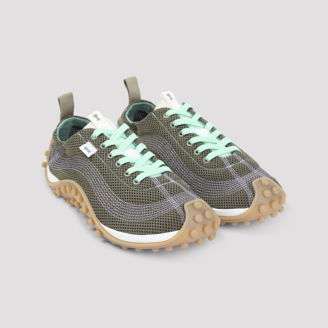 Ami Textured Mesh Sneakers With Chunky Sole