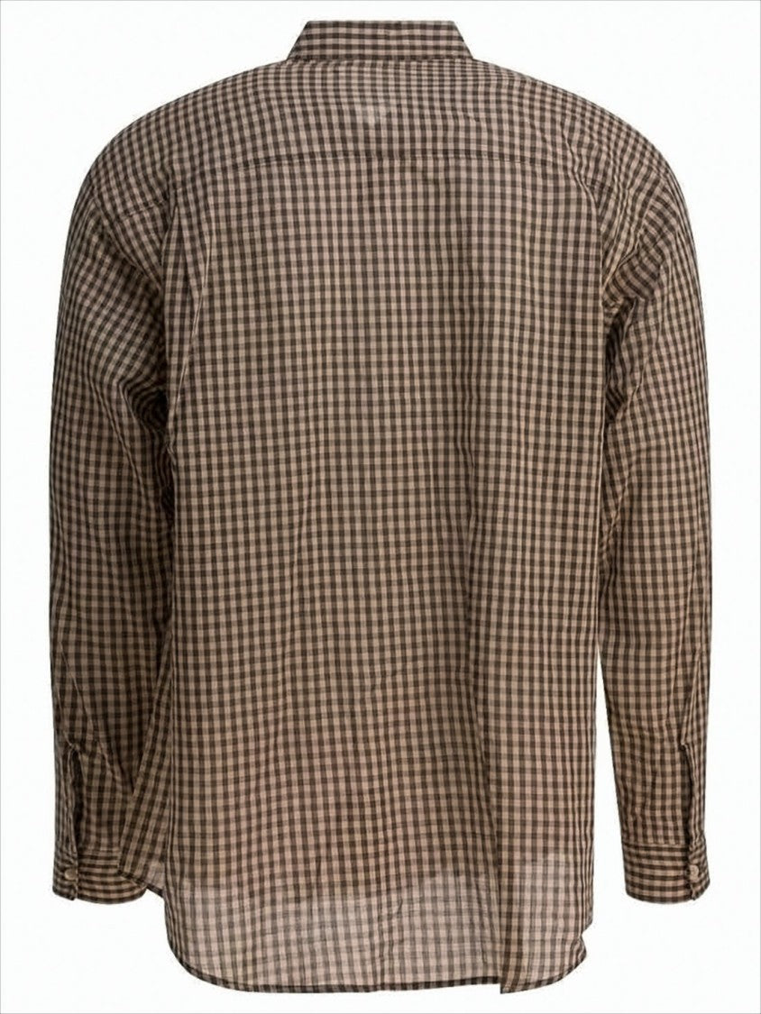 Auralee Brown Gingham Check Long Sleeve Shirt