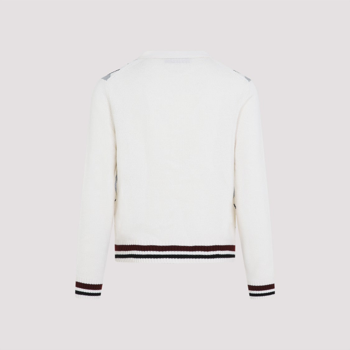 Gucci Argyle Lurex White And Silver Wool Cardigan
