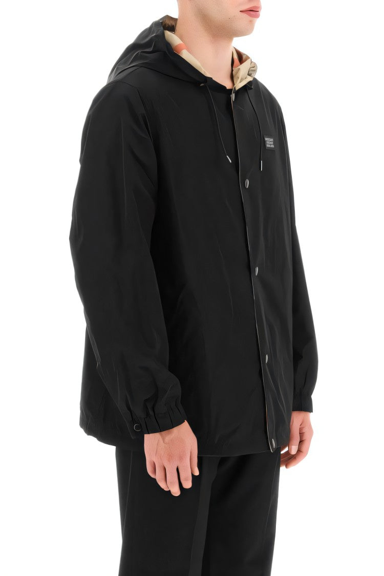 Burberry Reversible Check Hooded Jacket With Minimalist Exterior
