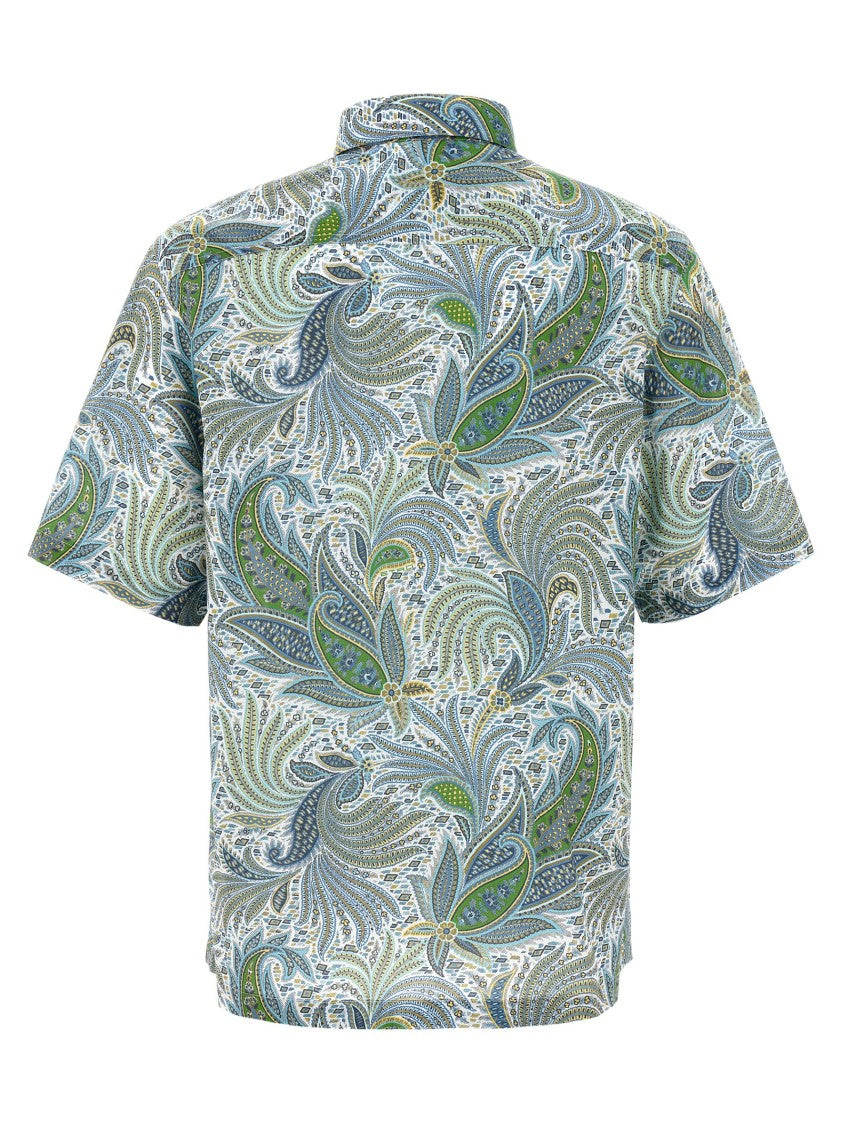 Etro Maxi Flowered Paisley Print Cotton Shirt