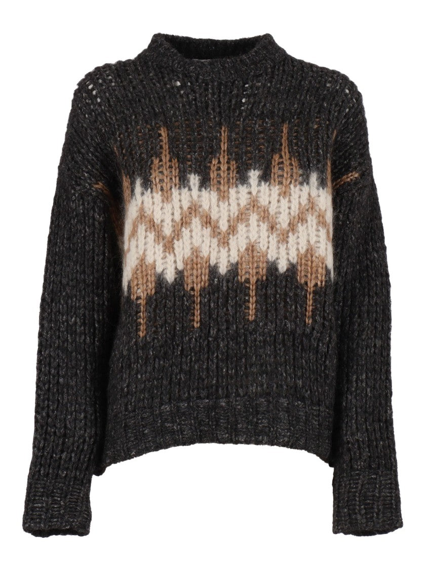 Peserico Cropped Knitted Sweater With Zigzag Pattern