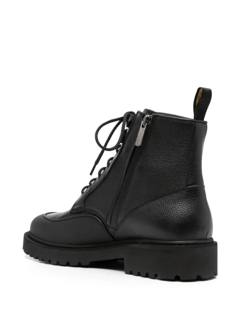 Doucal's Derby Boots With Textured Leather
