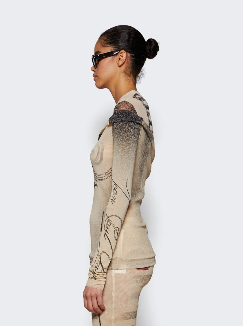Jean Paul Gaultier Double Layer Mesh Tattoo Rose