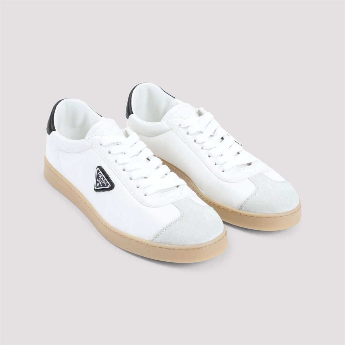Prada Calf Leather Sneakers With Suede Trim