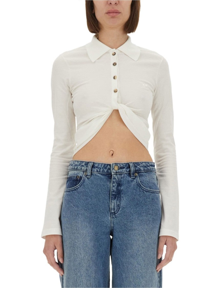 Courrèges "Twist" Cropped Polo Shirt