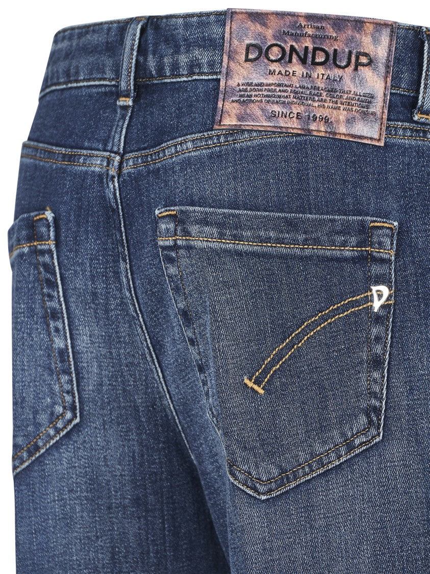Dondup High-Waisted Denim Trousers With Vintage Wash