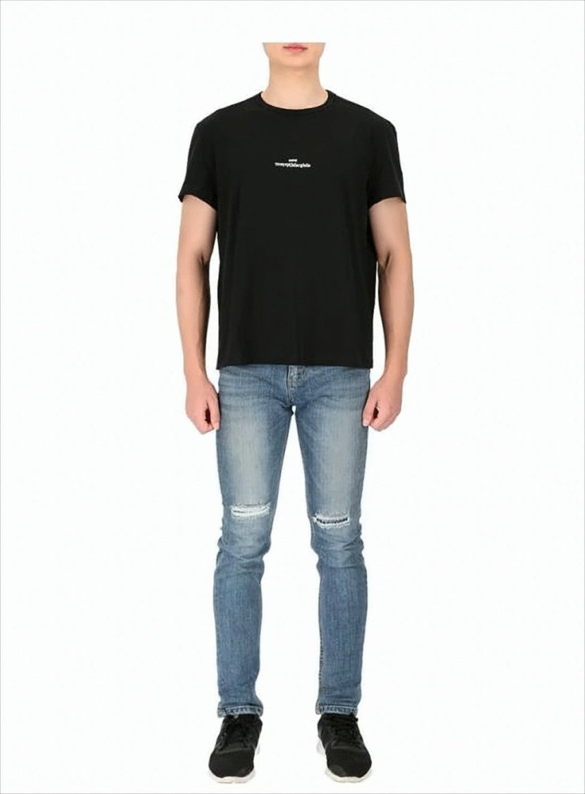 Maison Margiela Relaxed-Fit Black Cotton T-Shirt With Subtle Logo Detail