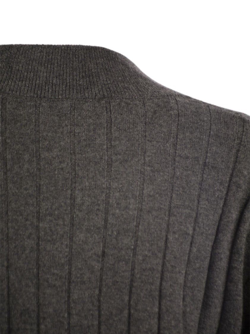 Brunello Cucinelli Cashmere Sweater With V-Neck And Necklace
