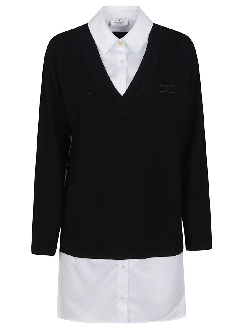 Elisabetta Franchi V-Neck Cotton Poplin Shirt Dress With Cropped Back