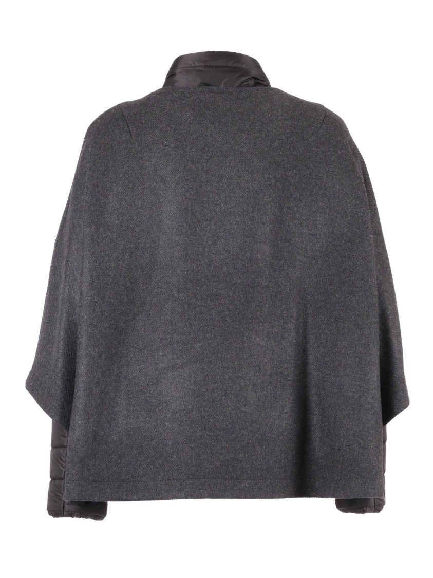 Fay Boxy Dark Grey Wool Cape