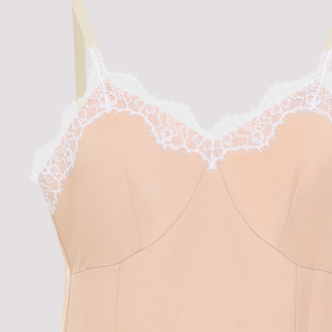 Carven Nude Midi Dress With Lace Trim