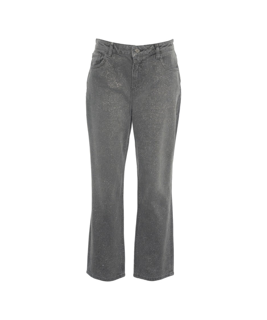 Liu Jo Straight-Cut Glitter Finish Jeans