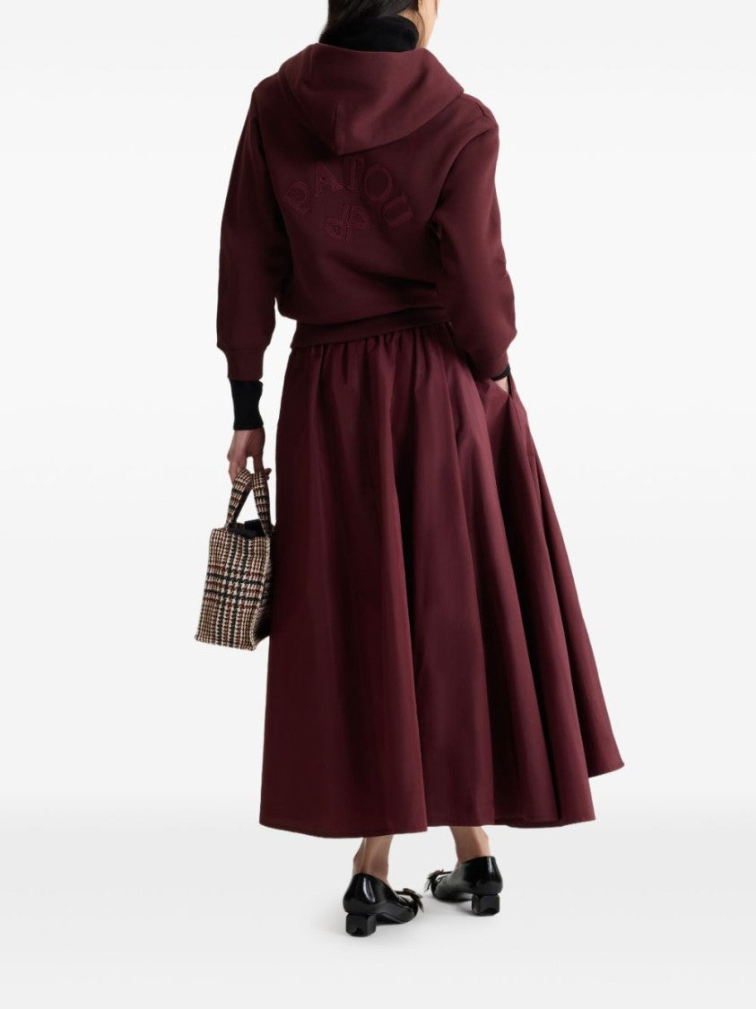 Patou Cropped Bordeaux Sweatshirt With Zip-Up Front