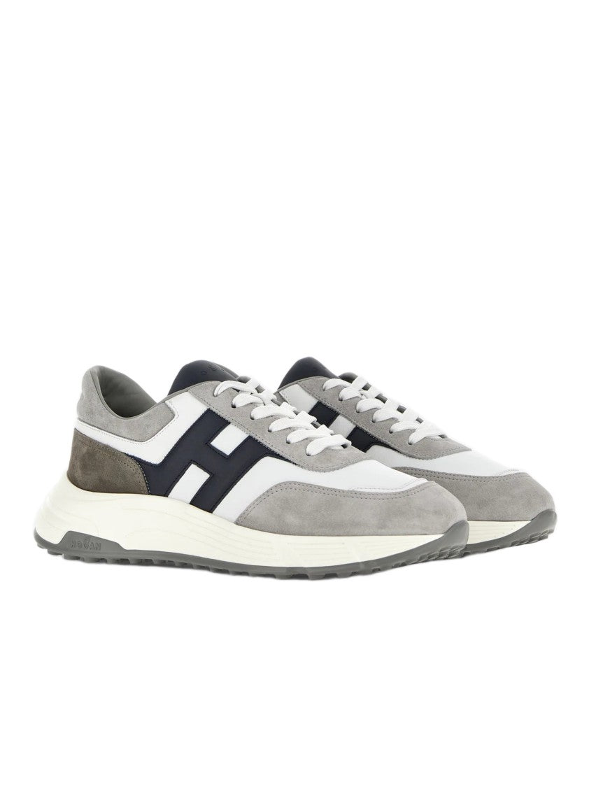 Hogan Grey Suede And White Leather Sneakers