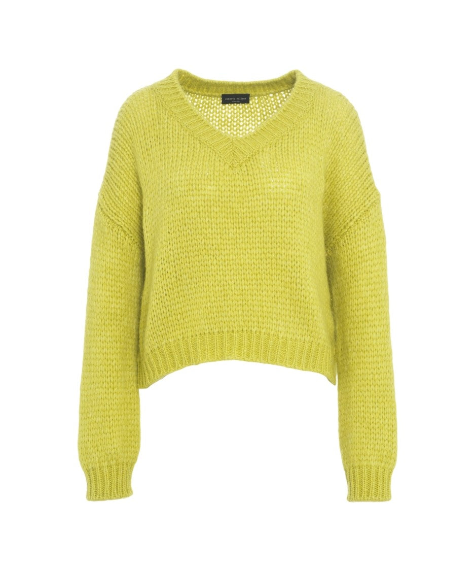 Roberto Collina Cropped Alpaca Blend Sweater With Oversized Fit