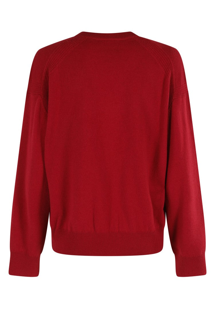 Semi Couture V-Neck Ruby Sweater With Long Sleeves