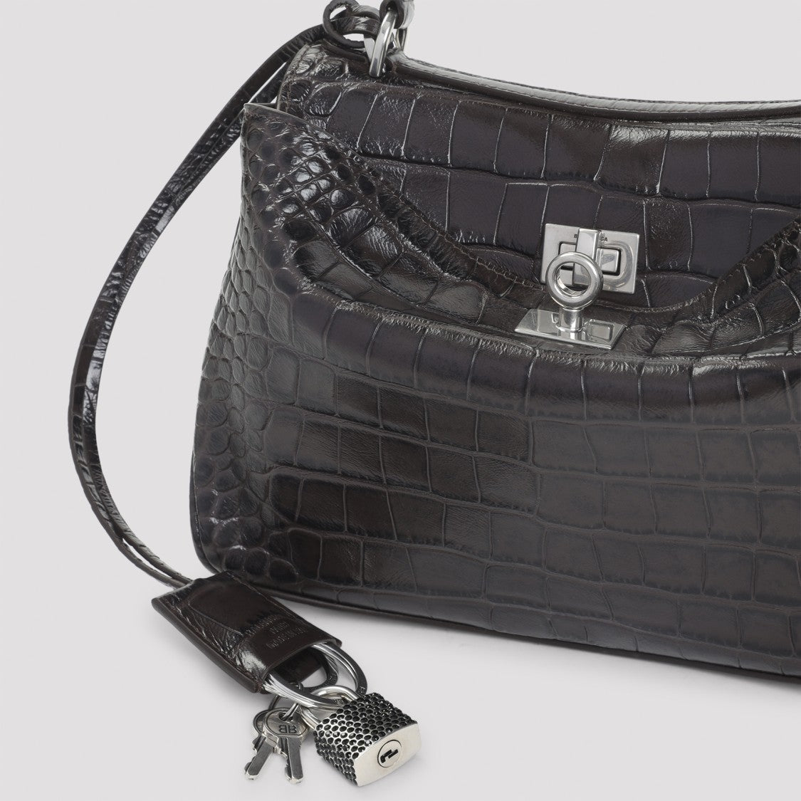 Balenciaga Ebony Brown Leather Rodeo Top Handle Handbag