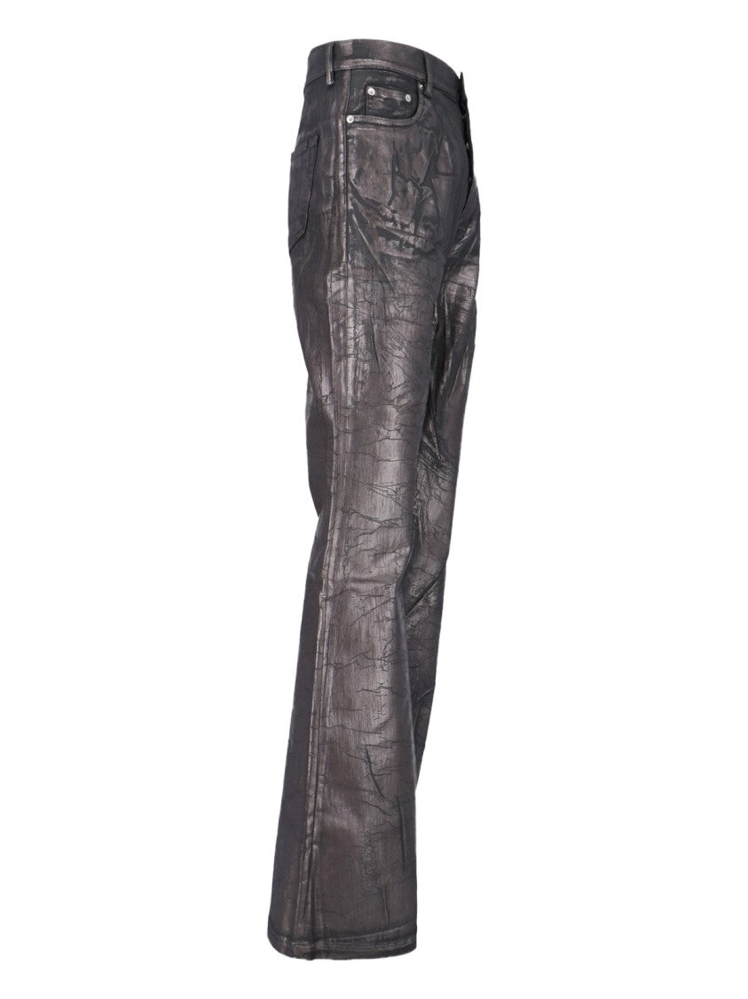Drkshdw By Rick Owens High-Waisted Bootcut Jeans With Worn Finish