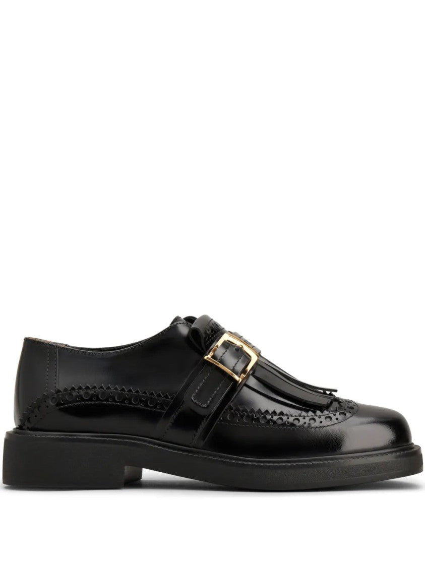 Tod's Polished Black Leather Monkstrap Loafers