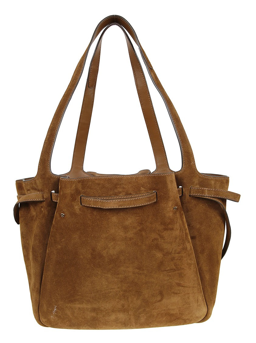 Tory Burch Structured Suede Tote Bag With Leather Trim