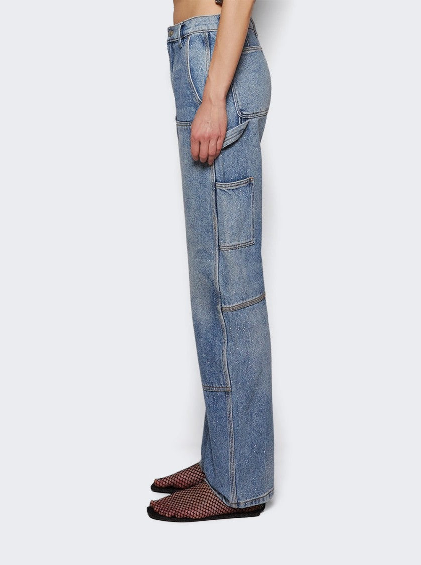 Alexander Wang High Waisted Bowed Carpenter Pant Classic Worn Indigo