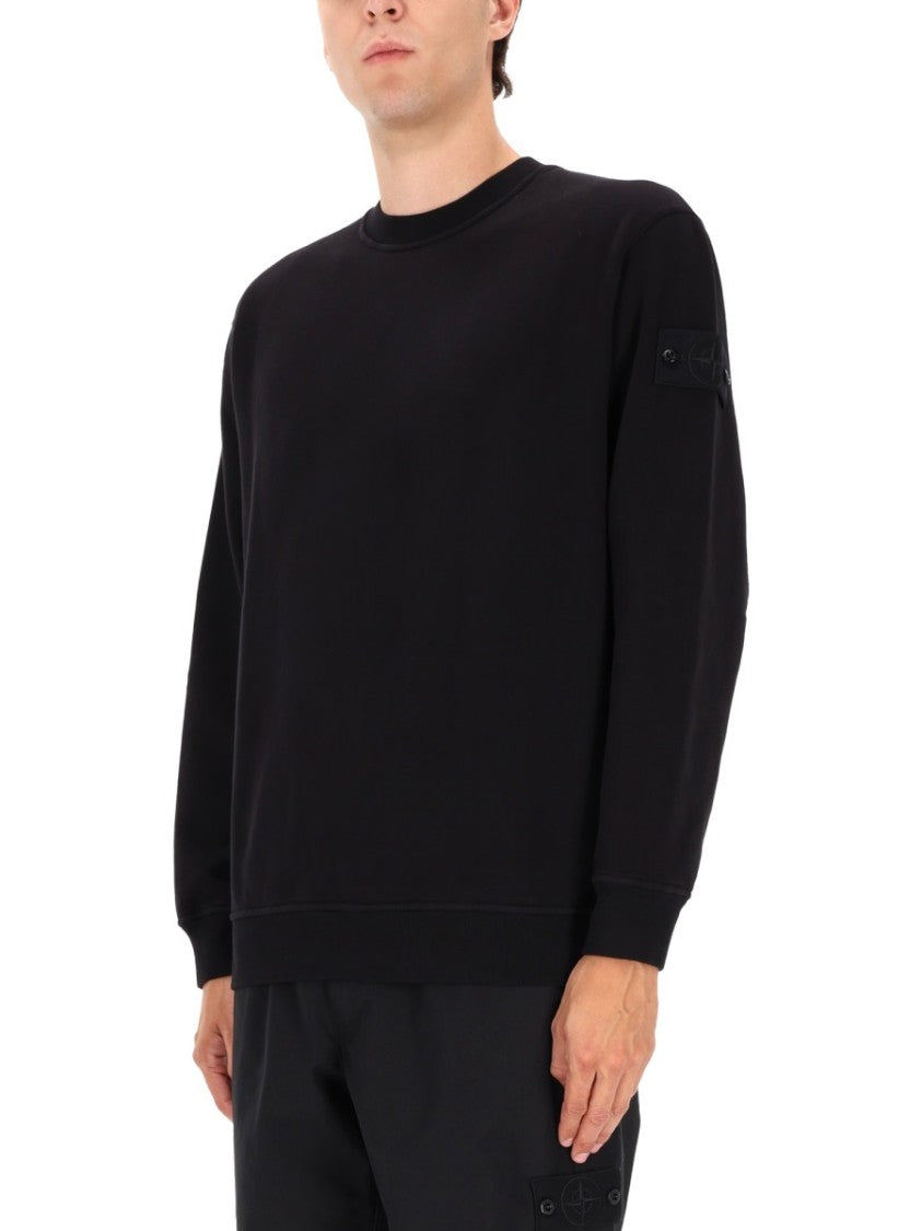 Stone Island Classic Crew Neck Black Sweatshirt