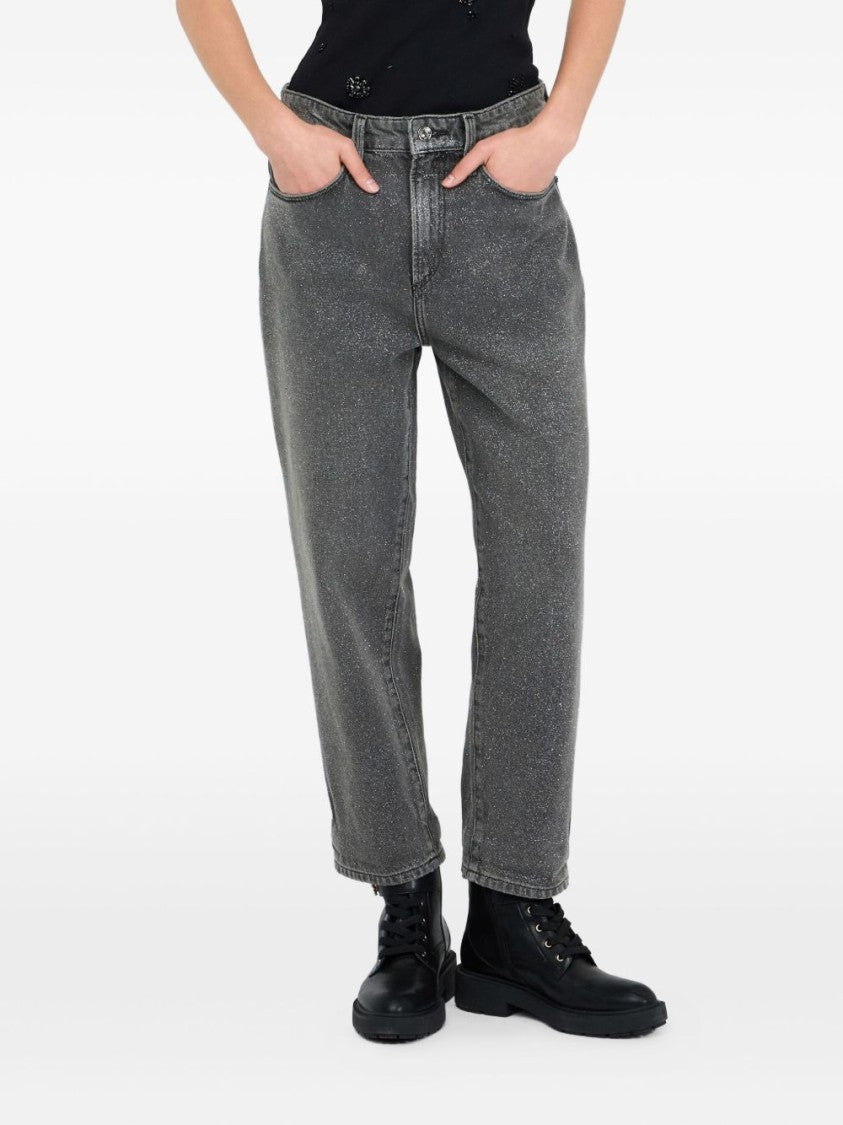 Liu Jo High Waist Black Jeans With Rolled Cuffs