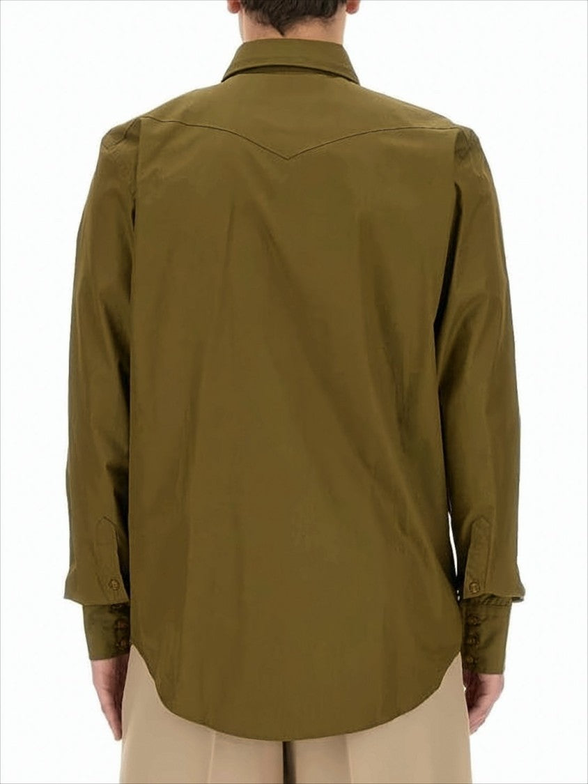 Vivienne Westwood Structured Brown Long-Sleeve Shirt With Pointed Collar