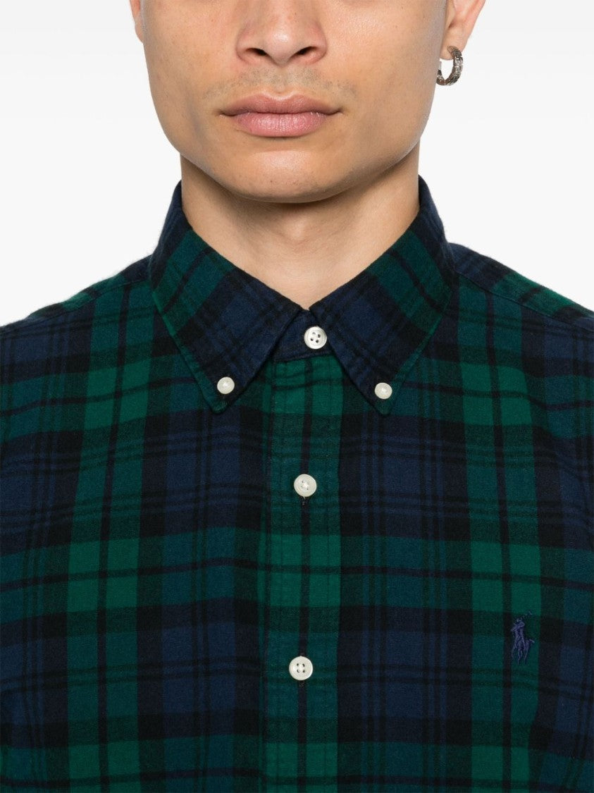 Polo Ralph Lauren Midnight Blue/Forest Green Brushed Cotton Plaid Shirt