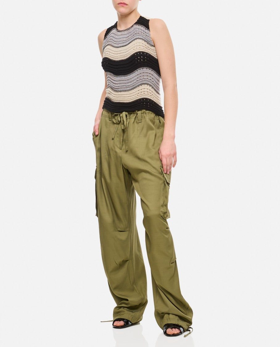 Vitelli Linen And Cotton Horizontal Peacock Crop Top
