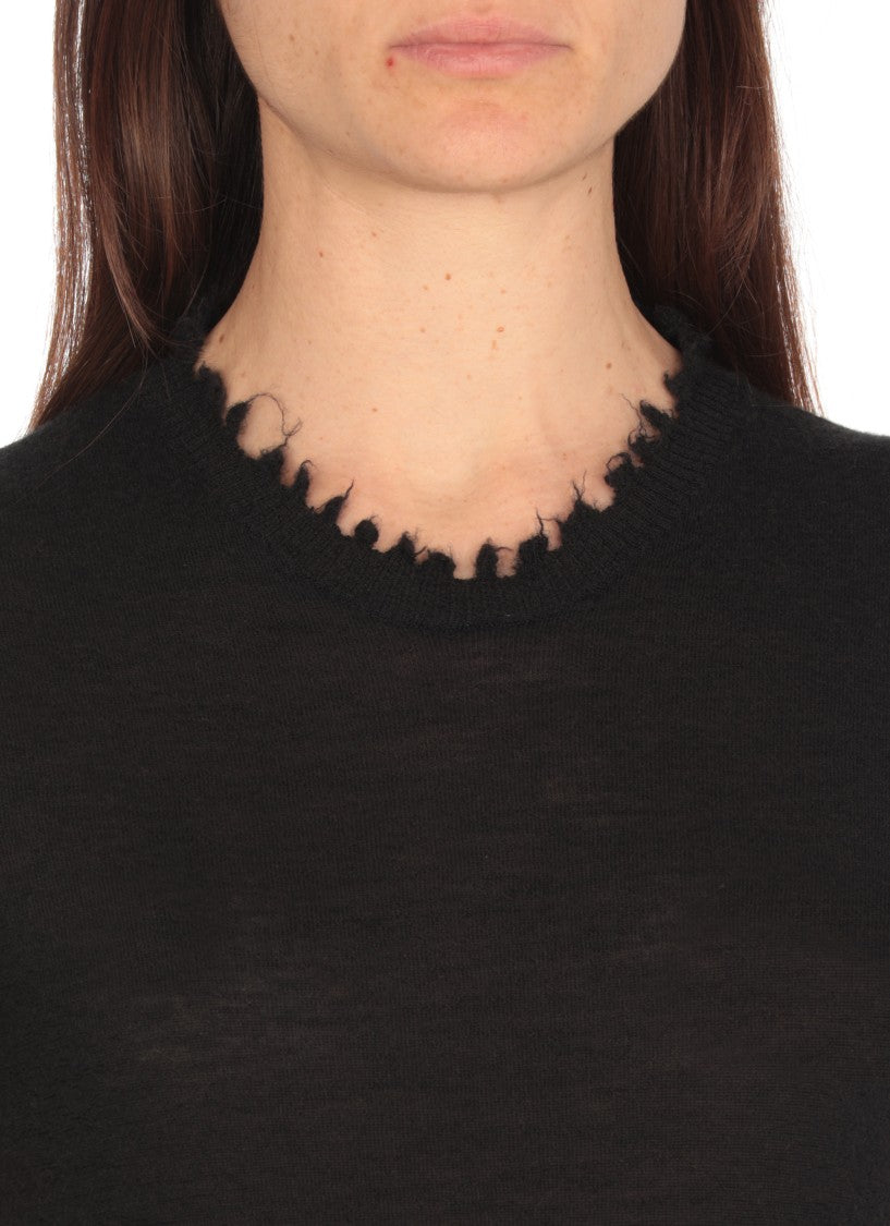 Uma Wang Cashmere Pullover With Ripped Ribbed Trims