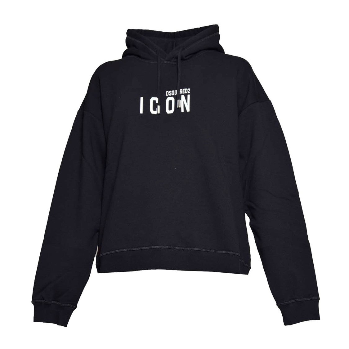 Dsquared2 Sweatshirt With Icon Relax Fit Hooded Cotton Shorts In Black