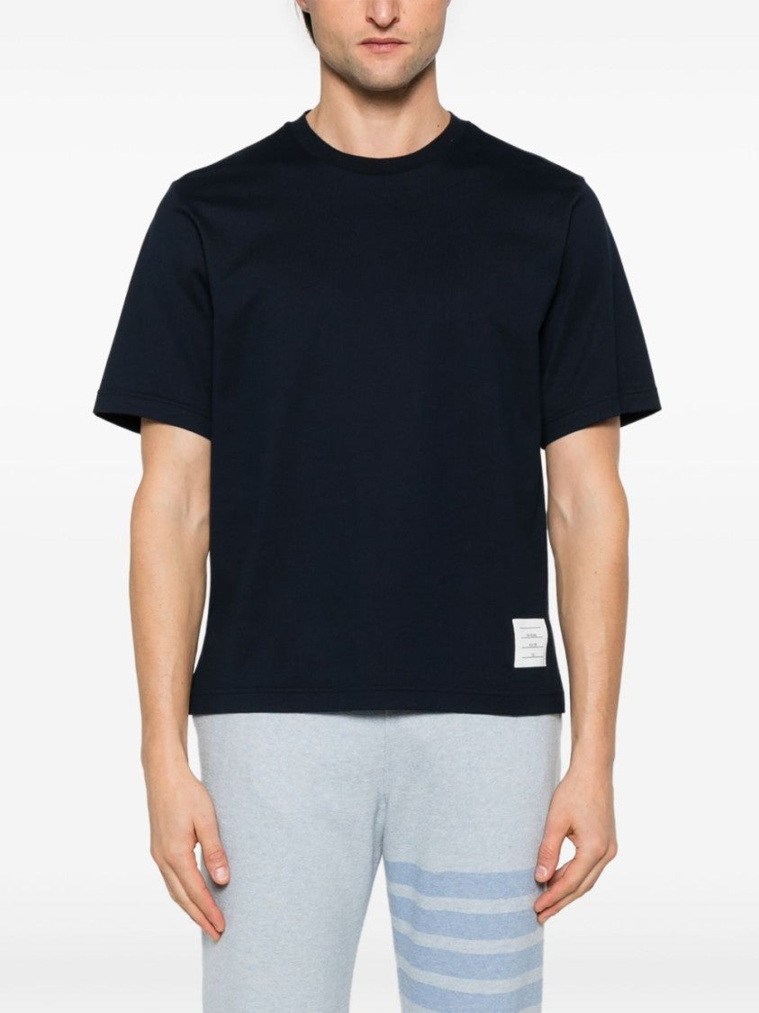 Thom Browne Midnight Blue T-Shirt With Grosgrain Tab