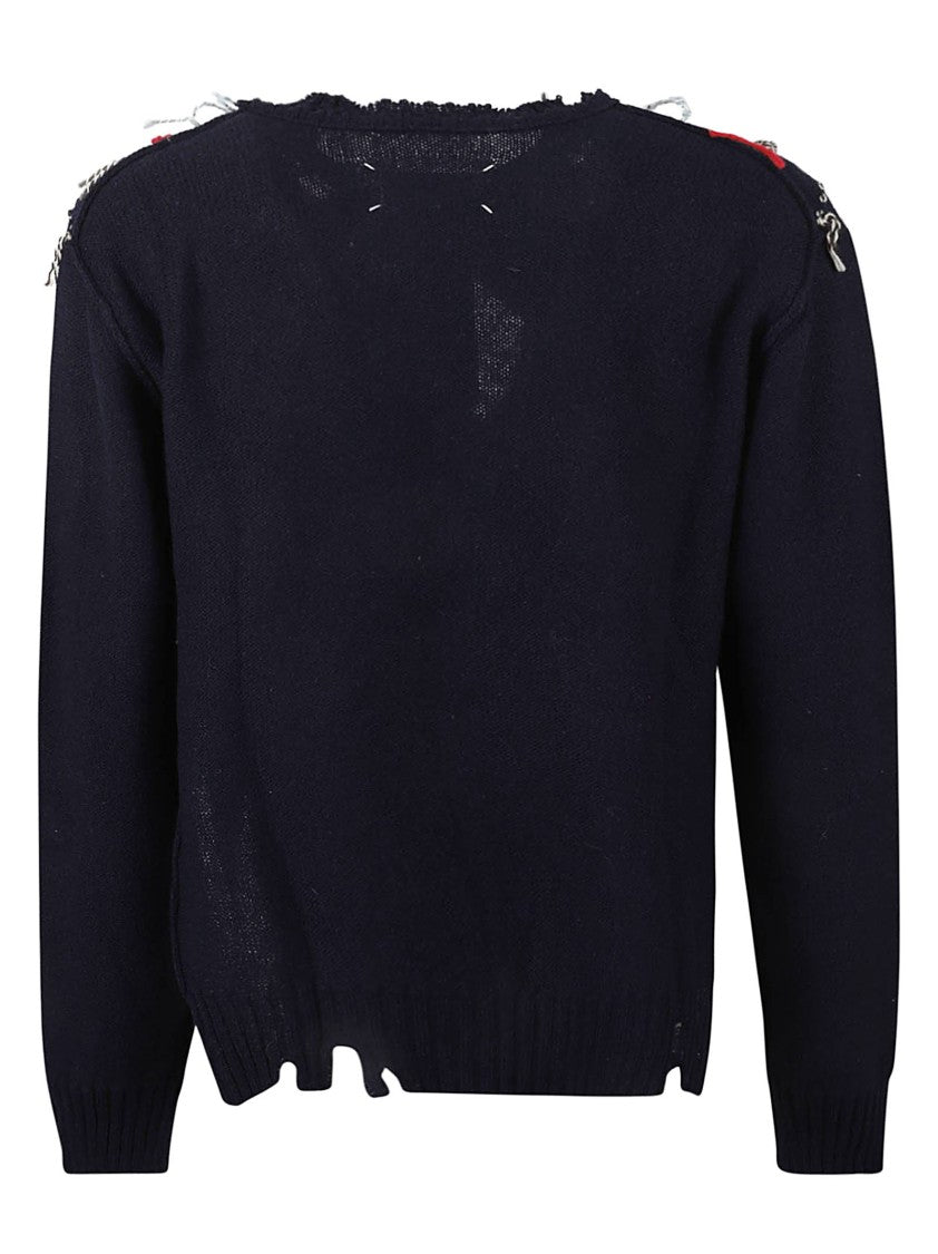 Maison Margiela Diamond Pattern Knitwear With Frayed Edges