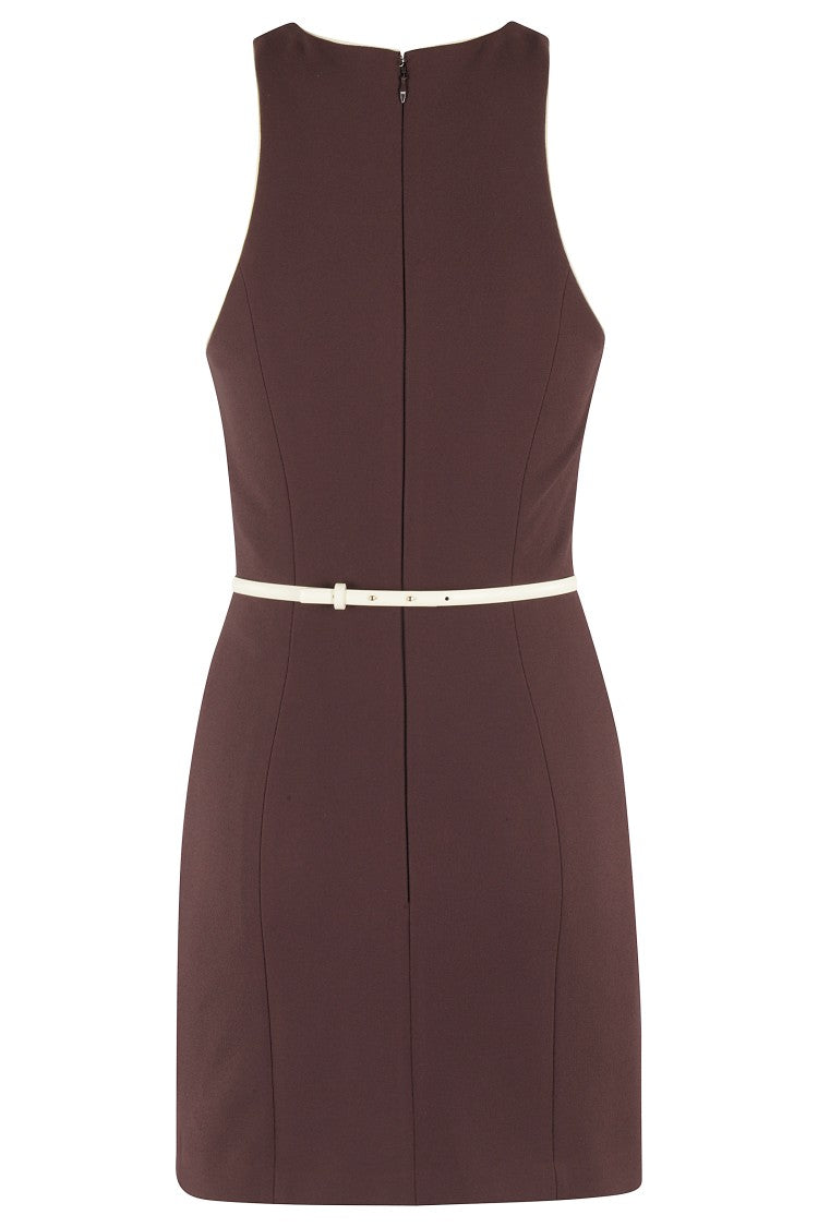 Elisabetta Franchi Mini Dress With High Neckline And Removable Belt