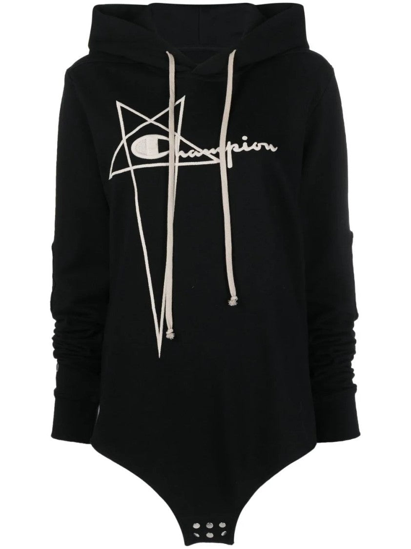 Rick Owens X Champion Hooded Black Body With Unique Silhouette