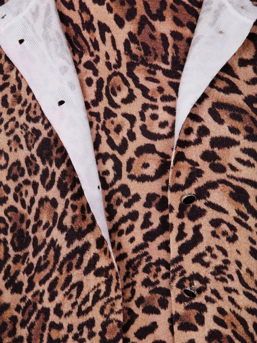 Twin-Set Cropped Cardigan With Animal Print