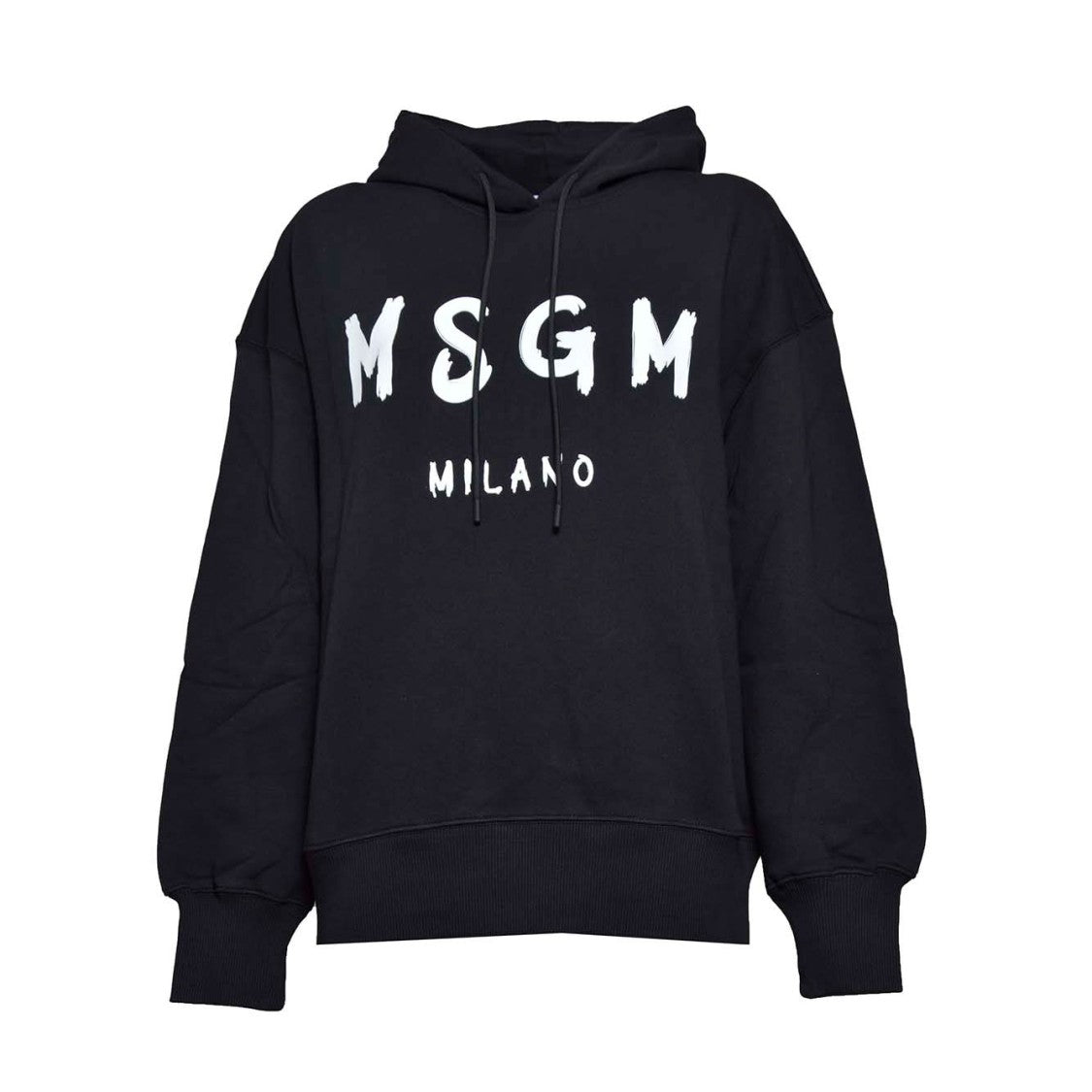 Msgm Black Cotton Hoodie