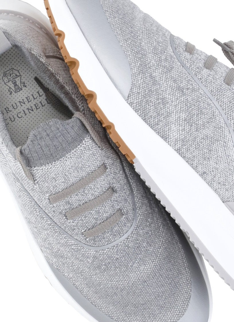 Brunello Cucinelli Grey Cotton Sneakers