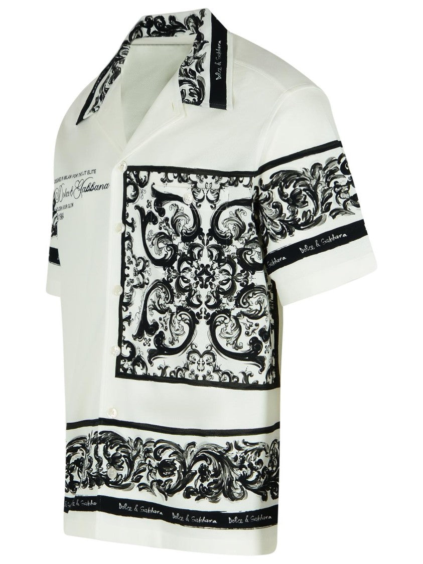 Dolce & Gabbana Intricate Baroque Print White Cotton Shirt