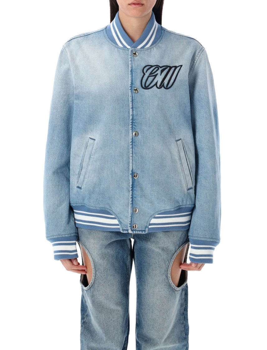 Off-White Light Blue Denim Bomber Jacket