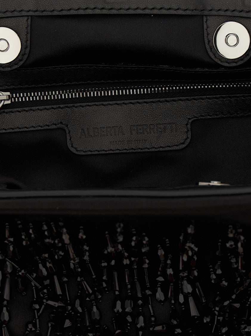 Alberta Ferretti Intricately Embellished Satin Clutch With Chain Strap