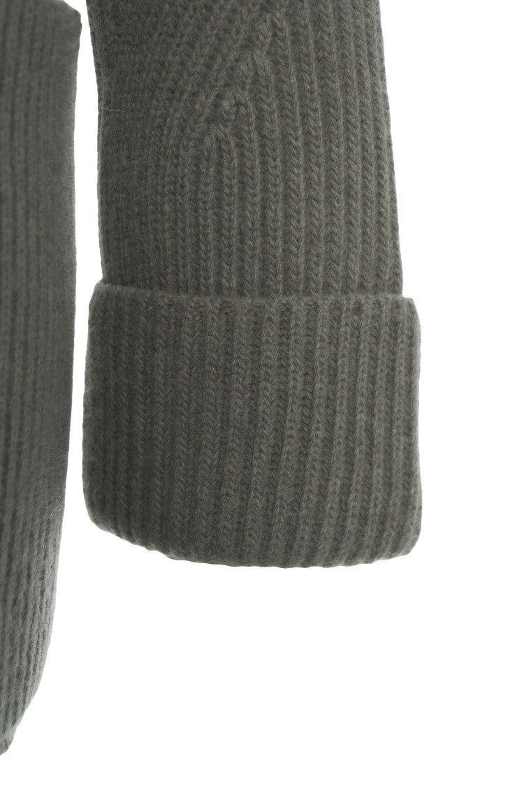 Roberto Collina Ribbed Knit Grey Cardigan With Relaxed Fit And V-Neckline