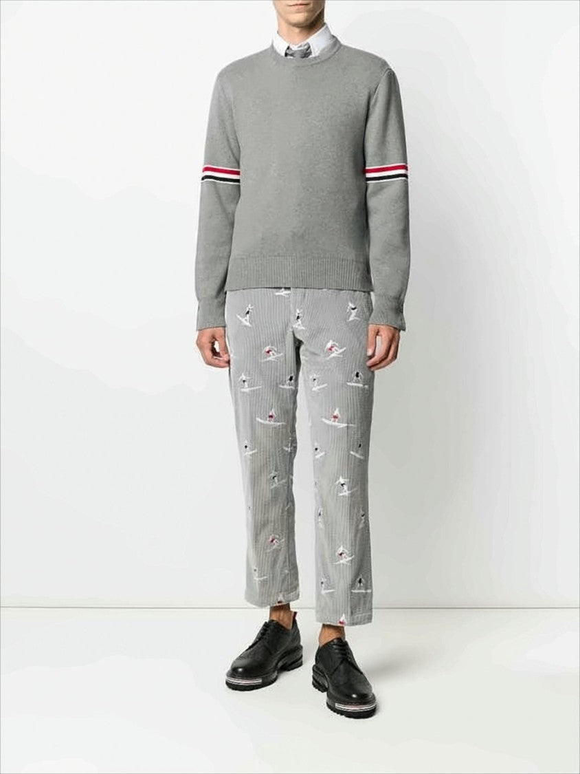 Thom Browne Knitted Long-Sleeve Top With Rwb Arm Bands