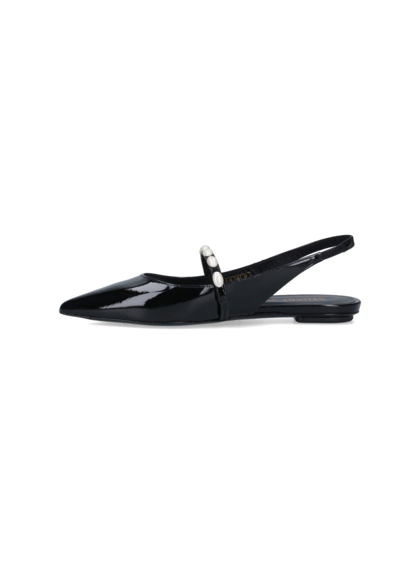 Stuart Weitzman Pearl Detail Slingbacks – Black