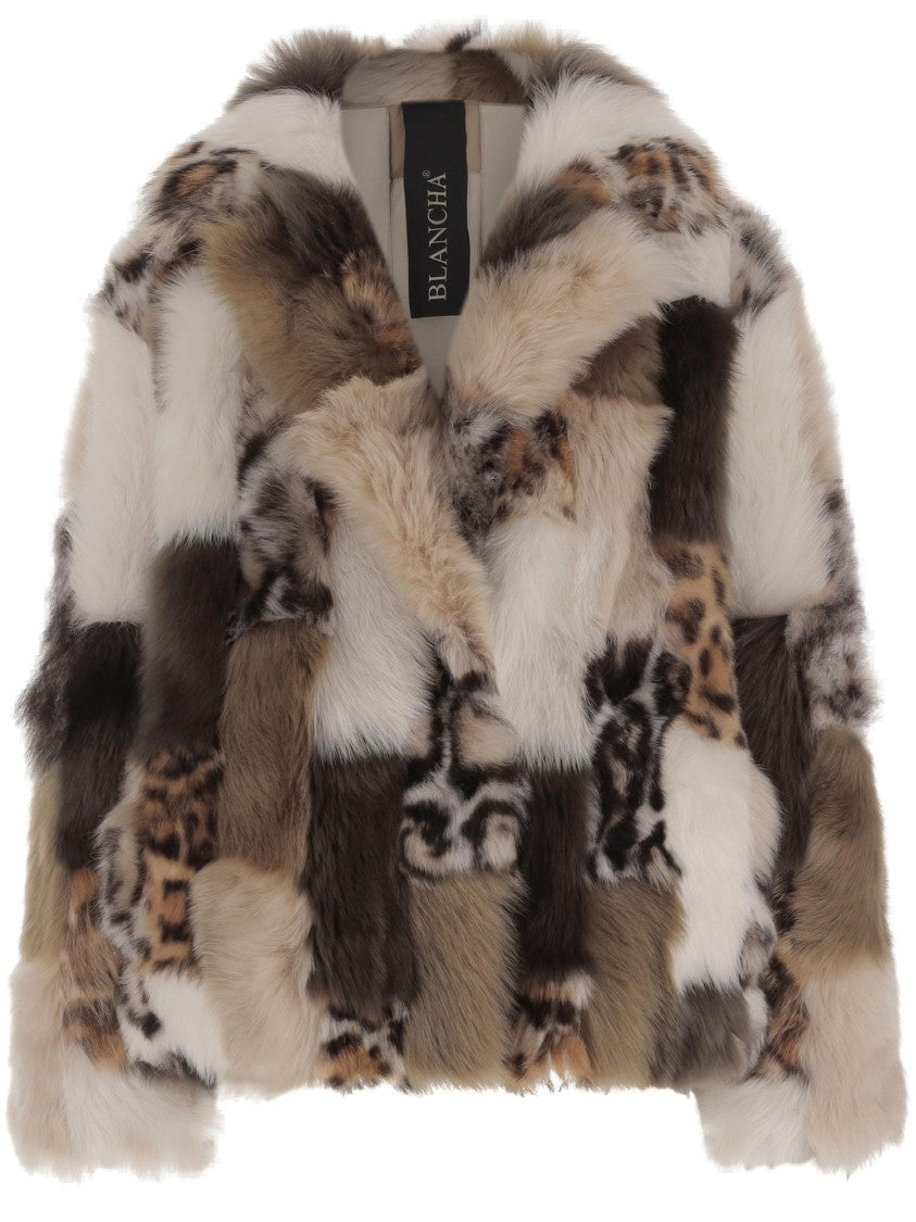 Blancha Color-Block Shearling Jacket With Long Sleeves