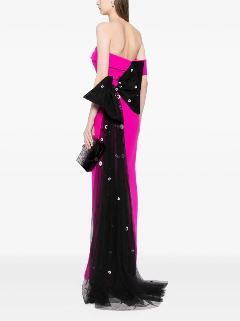 Saiid Kobeisy Crepe Off-Shoulder Dress With A Tulle Bow